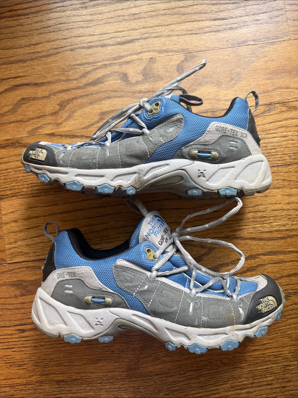 The North Face Blue and Gray Waterproof Hiking Sneakers